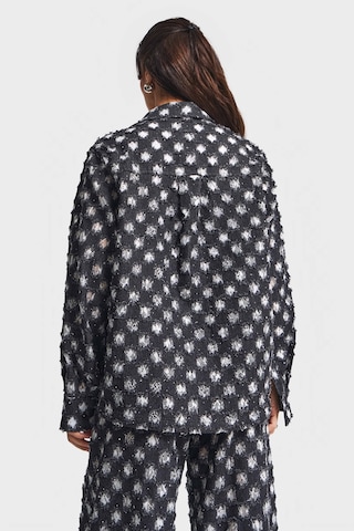 it's basic Kadın Antrasit 7w5-51 Oversize Özel Kumaş Tasarım Denim Ceket