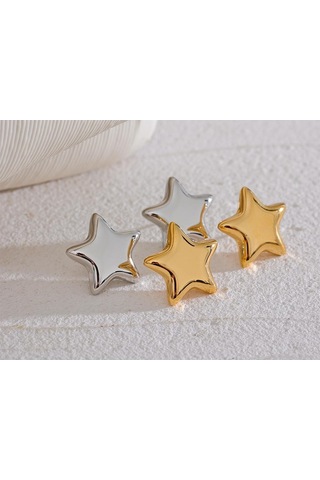 Altın Eetit Trendy Paslanmaz Çelik Yıldız Küçük Saplama Küpe Metal Doku Sevimli 18 K Altın Kaplama Pas Geçirmez Takı Aksesuarları Hediye