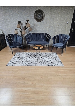 Siyah Boyalı Tel Ayak Papatya Çay Seti Koltuk Takımı , Balkon, S