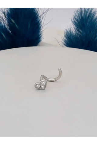 Veronika Şık Burun Piercingi, 925 Ayar Gümüş, Elmas Simli Burun Piercingi 320239393 Gri