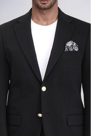Siyah Kendinden Desenli Örme Altın Renk Metal Düğmeli Slim Fit Erkek Blazer Ceket - Wessi Black