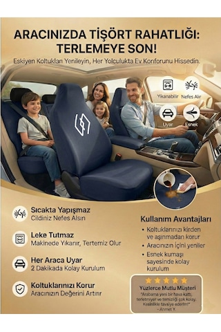 Renault 11 İle Uyumlu Servis Oto Koltuk Kılıfı Araç İçi Kullanım Lacivert