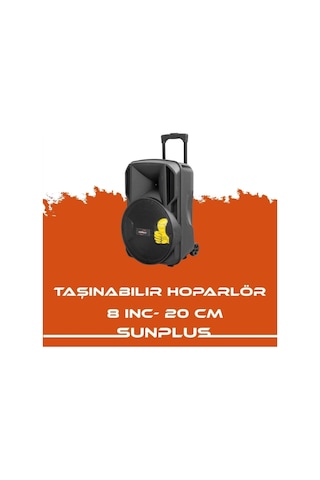 Sunplus Hoparlör 8" 20cm Sd/mmc/usb/mp3/fm Bt'lu Lcd Ekran Kumandalı Taşınabilir Hoparlör Sunplus Ht-820