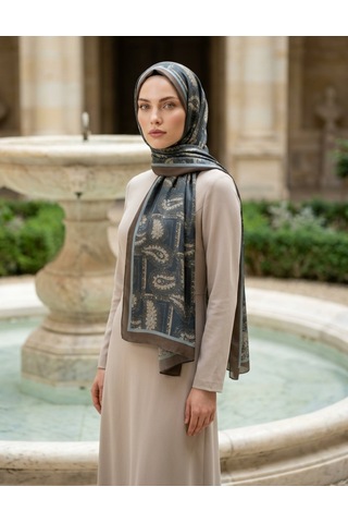Moda Nuda Iconic Lema Şal Lacivert - Zarif Ve Klasik