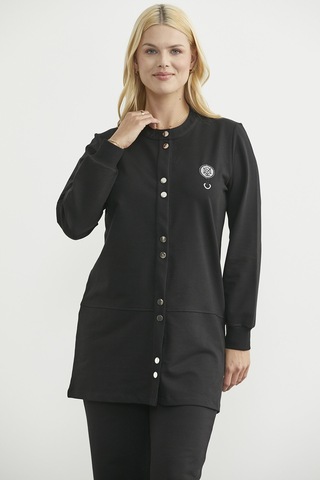 Çıtçıtlı Tunik Boy Eşofman Takım - Siyah Siyah