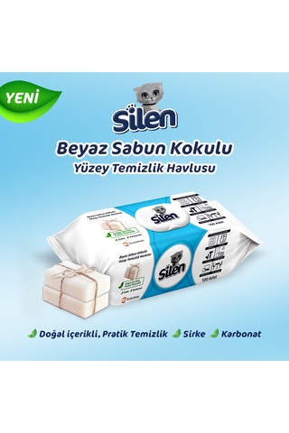 Silen Beyazsabun Kokulu Yüzey Temizleme Havlus 12'li 1200 Yaprak