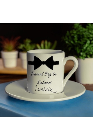 Damatlara Özel İsimli Kahve Fincanı Beyaz