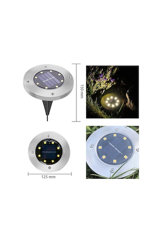 Solar Lights Dış Mekan Bahçe Tavan Lambası, Güneş Enerjisiyle Çalışan 8 Led, Peyzaj, Yürüme Yolu, Çim, Merdiven Güvertesi, Bahçe Dekorasyonu İçin, Sıcak 4'lü Paket Enerji Sınıfı A+++ Enerji