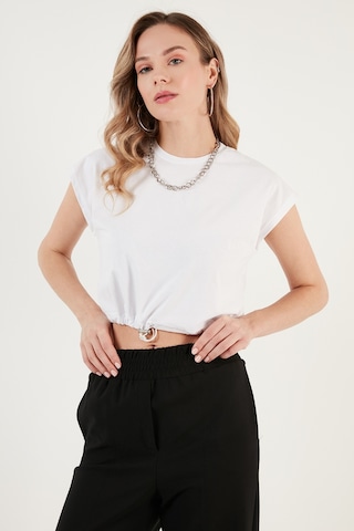 Lela Bisiklet Yaka % 100 Pamuk Crop Bayan T Shirt 5865587 Beyaz