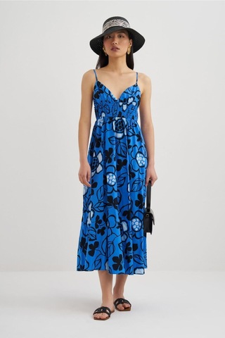 Mathilda Store Kadın Ip Askılı Midi Elbise Siyah