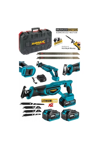 Stilmax STL400TK 10AH X2 Akü Bl Çelik Motor Akülü Tilki Kuyruğu Testere + 7 Adet Bıçak Seti