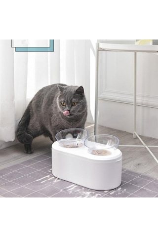 Sones Şeffaf Hayvan Kasesi Tahıl Depolama Tipi Boyun Koruyucu Eğik Çiftli Kase