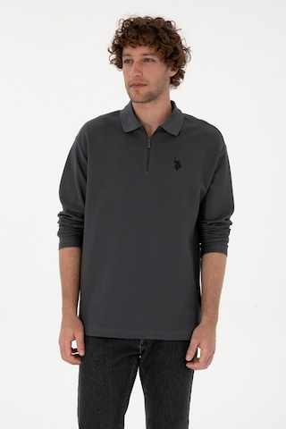 U.S. Polo Assn. Erkek Comfort Fit Yarım Fermuarlı Antrasit Sweatshirt 50313754-VR006