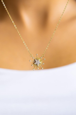 Tektaş Detaylı Yıldız Altın Kolye