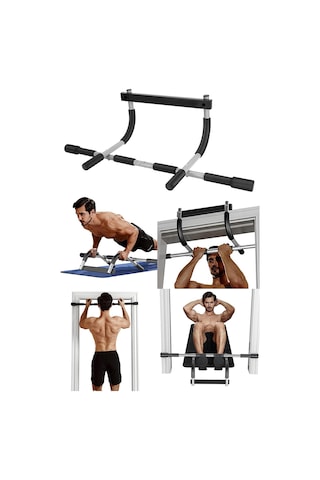 Kapı Barfiksi Çok Fonksiyonlu Mekik Şınav Barfix Aleti Demiri Çubuğu Chin Up Pull Up Demiri Siyah