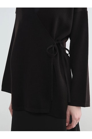 Lc Waikiki Siyah Kruvaze Yaka Kadın Kimono