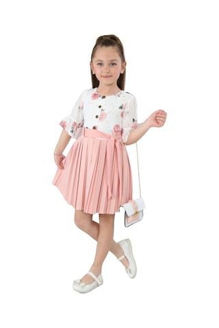 Miniğimin Cicileri Plise Etekli Çantalı Kız Çocuk Elbise - Pembe