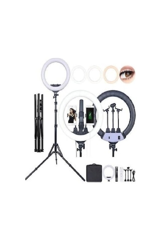 Led Rl-21 Inç 220v Girişli 3 Adet Telefon Tutacaklı+uzaktan Kumanda+çantalı Selfie Işığı Senalstore