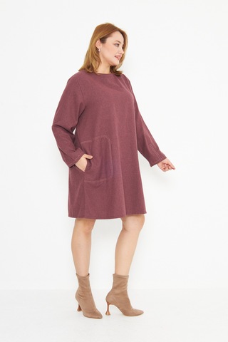 Bordo Dikiş Detaylı Büyük Beden Tunik Bordo