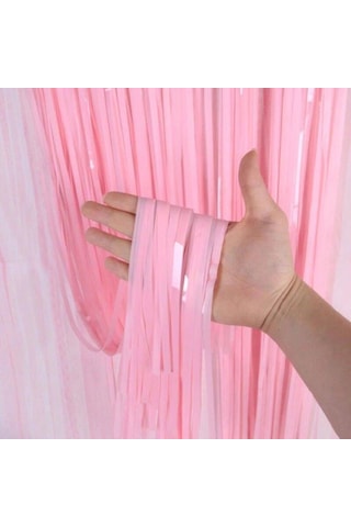 Mey İthalat Soft Pembe Püsküllü Kapı Perdesi - Parti, Baby Shower, Cinsiyet Partisi 1x2 M