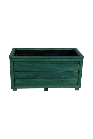 Kaf Ahşap Dekoratif Ahşap Saksı - Uzun / Zümrüt Yeşili
