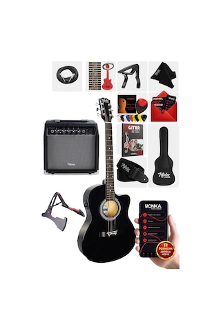 Midex Rg-560bk-amp Siyah Amfili Elektro Akustik Gitar Full Set
