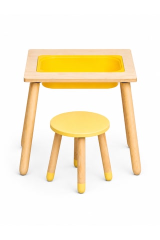 Wood&joy Duyusal Etkinlik Merkezi ve 1 Tabure Seti Sarı