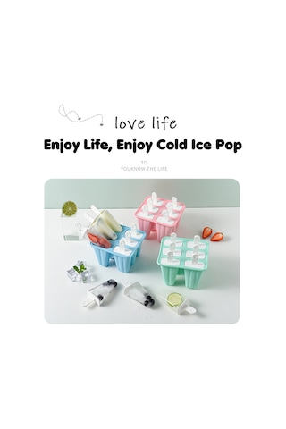 Kangvka Pink Silikon Dondurma Kalıbı 4 Bölmeli Uzun Kollü Bağımsız Kapaklı Buzlu Atıştırmalık Yapıcı Çok Renkli