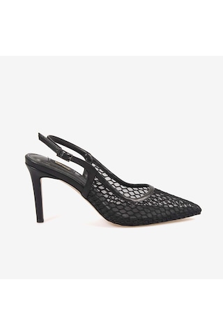 Kemal Tanca Kadın Neolit Taban Fileli Slingback 9,5cm İnce Topuklu Gece & Abiye Ayakkabı 1286 siyah