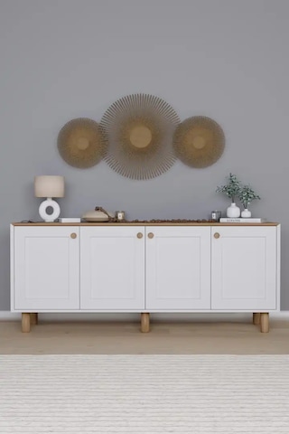 Bohem Serisi Natura Mat Beyaz - Açık Ceviz Konsol Açık Ceviz & Beyaz