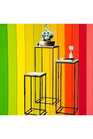 Çiçeklik Zlf Dekoratif Kule Model Metal Transmisyon Çelik Siyah S