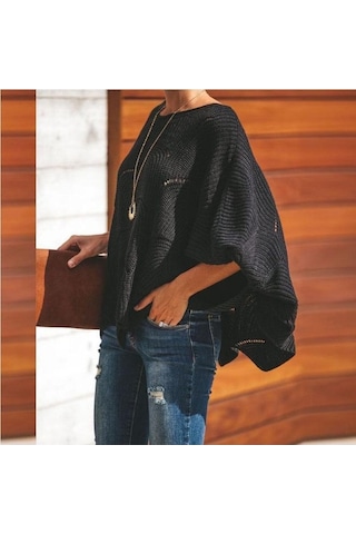 Tongxida Kadın Modası Rahat Uzun Kollu O Yaka Bol Kazaklar Bordo, Büyük Beden, Sonbahar Kış Bordo