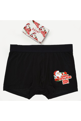 Happy New Year Erkek Siyah Boxer Siyah
