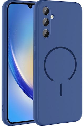 Samsung Uyumlu Galaxy A34 Kılıf Manyetik Şarj Destekli Darbe Korumalı Kamera Çerçeveli Silikon Meta Siyah