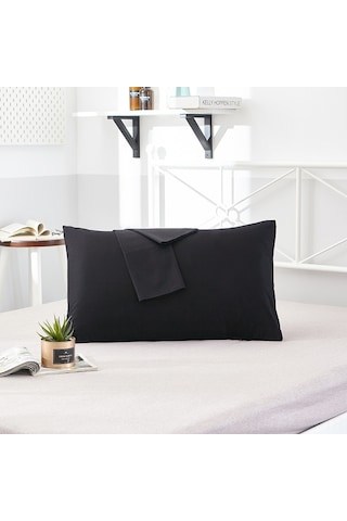 Maiyame Siyah Tek Kişilik Yastık Kılıfı 48x74 Cm - Ev Otel Kullanıma Uygun 40 Pamuk 13372 Dikişli Saçma Renksiz Çift Paket Diğer