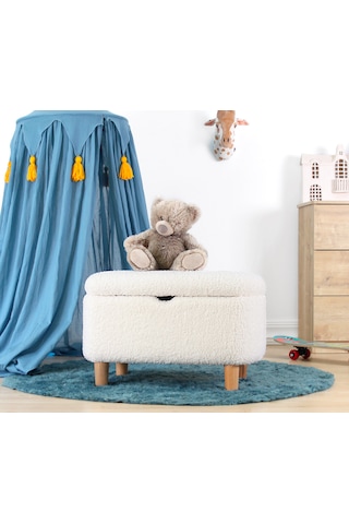 Yomme Çocuk Sandıklı Teddy Puf Beyaz