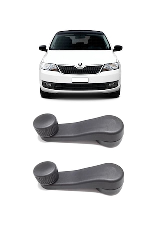 Skoda Rapid 2013-2020 Uyumlu Manuel Çevirmeli Cam Açma Kapama Kolu Siyah 2 Adet Takım 1h0837581