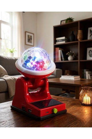 Çok Amaçlı Şarjlı Led Projektör Lamba Solar Enerjili Rgb Ambiyans Ve Parti Işığı 0