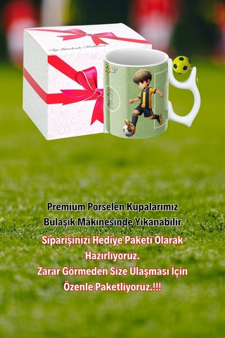 Sarı Lacivert Futbol Toplu Sarı Lacivert Forma Oyunculu Taraftar İsimli Baskılı Kupa Bardak Beyaz