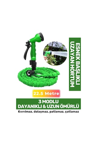 Premium Dolaşmaz Kırılmaz 7 Kademe Uzayan Bahçe Sulama Araç Yıkama Tabanca 22.5 Metre Sihirli Hortum
