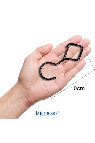 Microcase Emniyet Kilitli S Kanca Askı Düzenleyici - Çok Amaçlı Paslanmaz Kaplama Mutfak Banyo Gardırop Askı Aparatı Siyah 3 Adet - Al5884