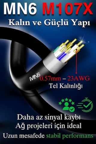 MN6 M107X 50 Metre Ethernet kablo/UTP 0.57mm Cat6 Iki Kat Korumalı/iç Dış Mekan/50 Metre Cat6 Kablo