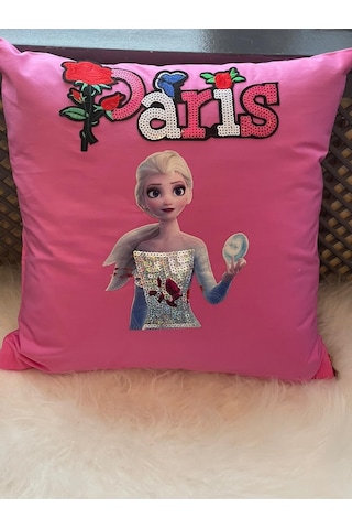 Elsa Paris Gül Kelebek Aplikeli Pul Payetli Kırlent Yastık Kılıfı 40x40 Renkli