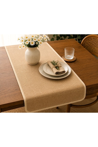 Doğal Şıklık Bej Biyeli Lamineli Jüt Runner 45x130 Cm Belirtilmemiş