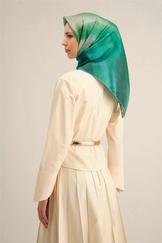 Armine 2025 İlkbahar - Yaz - Dj Saf İpek Eşarp Sura -9308d02 - 90 X 90 / Zümrüt 83 Zümrüt 83