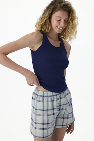 Penti Lacivert Mira Checked Şort Pijama Takımı