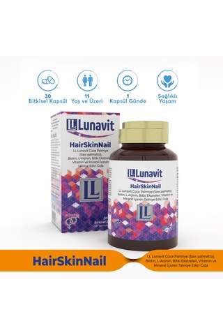 Lunavit Hair Skin Nail Takviye Edici Gıda 30 Kapsül