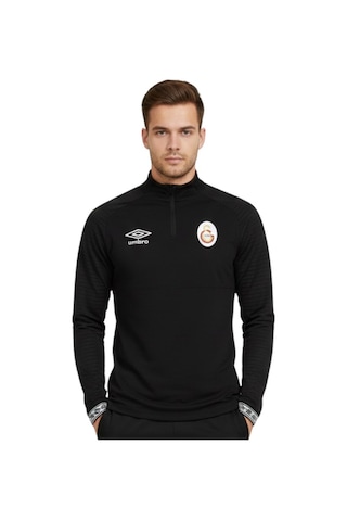 Galatasaray Lisanslı Yarım Fermuar Siyah Sweat Uv Ahşap Kutu Siyah