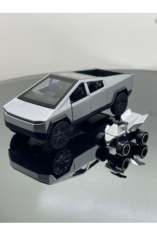 Tesla Cyber Truck 1:32 Ölçek Metal Çek Bırak 12 Cm Oyuncak Araba - Gri