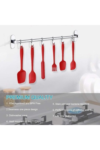 Silikon Spatula Ve Kaşık Seti, 6 Parça Silikon Mutfak Gereçleri Kırmızı Kırmızı Diğer